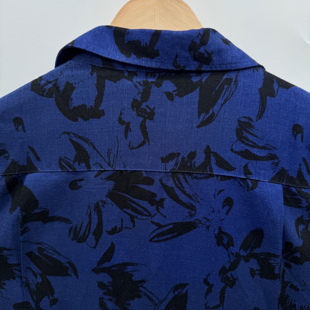 Ted Baker Button Up Shirt Mens S Blue Midnight Sail Floral Camp Collar NEW - Picture 8 of 8